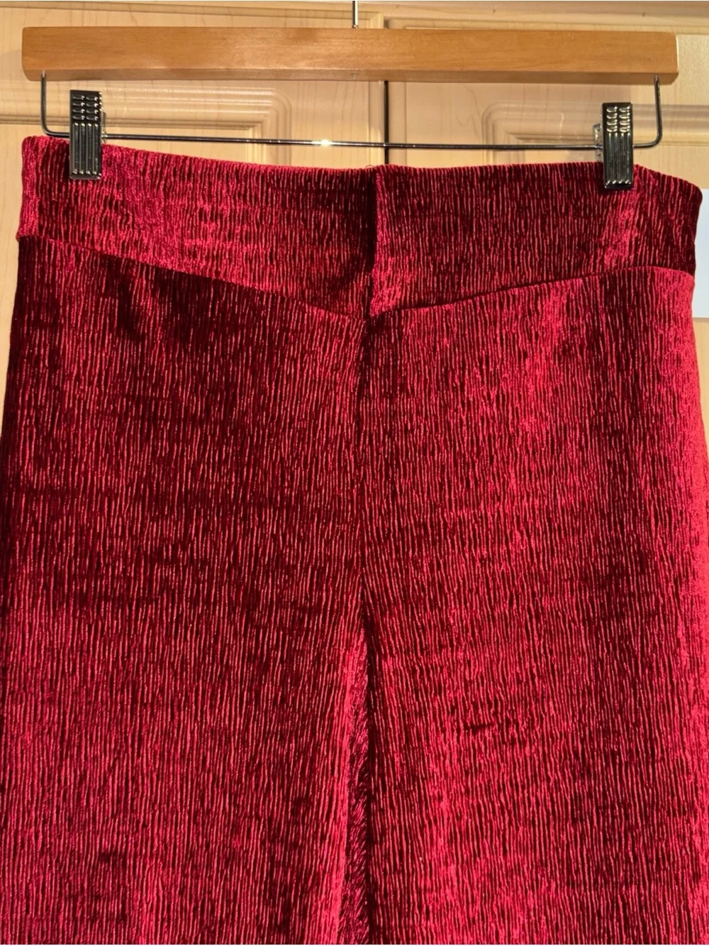NWT Free People So Charming Velvet Flare Pants SZ Large Cranberry boho festival